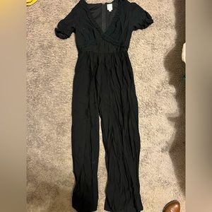 Blue Rain Black V-Neck Ruffle Sleeve Jumpsuit